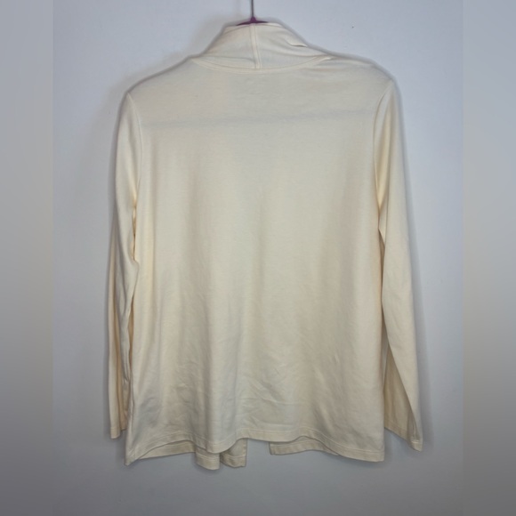 LL Bean EUC cream 100% supima cotton cardigan Size Large petite - Picture 3 of 4
